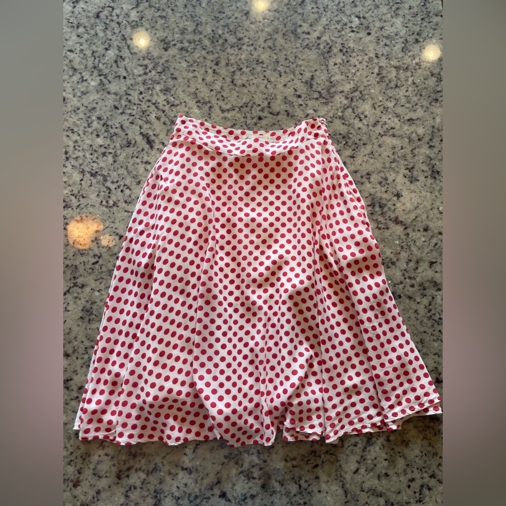 Women’s red and white a line Polka Dot Skirt size small - Picture 1 of 6